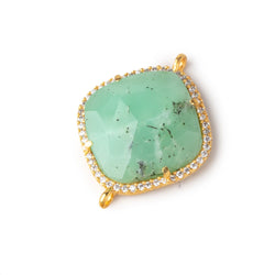 21x21mm Vermeil Bezel CZ & Chrysoprase Pillow Connector 1 focal bead (ONLINE ORDER ONLY)