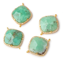 21x21mm Vermeil Bezel CZ & Chrysoprase Pillow Connector 1 focal bead (ONLINE ORDER ONLY)