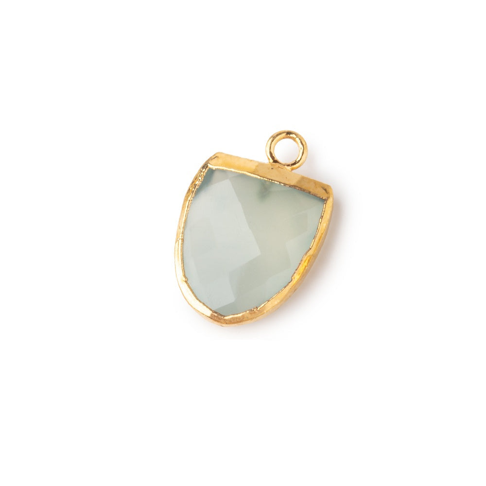 14x12mm Gold Leafed SeaGlass Green Chalcedony Half Oval Pendant 1 focal bead (ONLINE ORDER ONLY)
