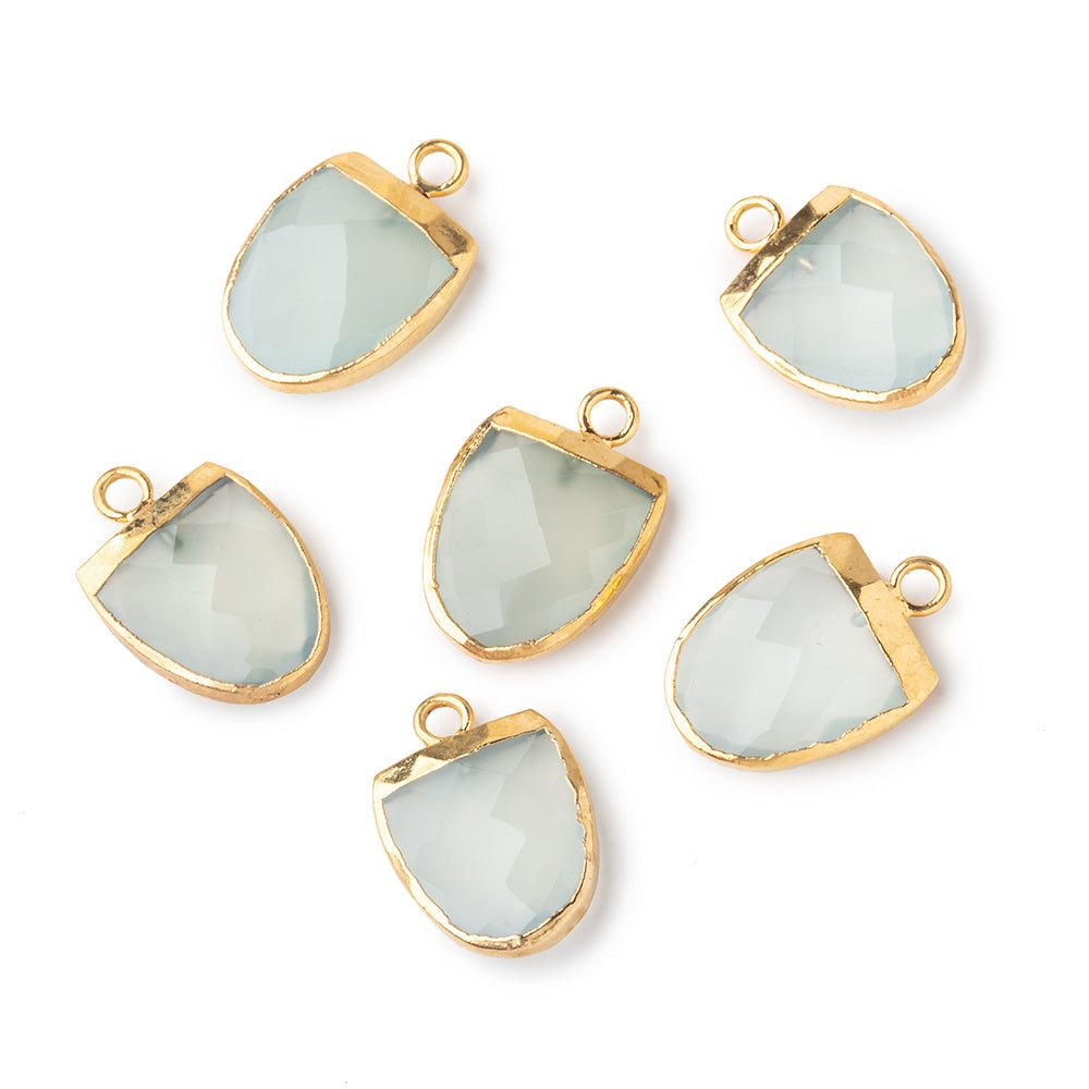 14x12mm Gold Leafed SeaGlass Green Chalcedony Half Oval Pendant 1 focal bead (ONLINE ORDER ONLY)