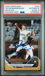 Graded 2025 Topps Now Jacob Misiorowski #432 Gold Foil /50 Rookie RC Baseball Card PSA 10 Auto Grade Gem Mint