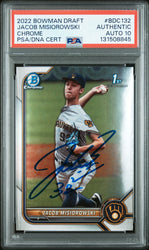 Graded 2022 Topps Bowman Draft Jacob Misiorowski #BDC-132 Chrome Rookie RC Baseball Card PSA 10 Auto Grade Gem Mint