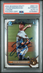 Graded 2022 Topps Bowman Draft Jacob Misiorowski #BDC-132 Chrome Rookie RC Baseball Card PSA 10 Auto Grade Gem Mint