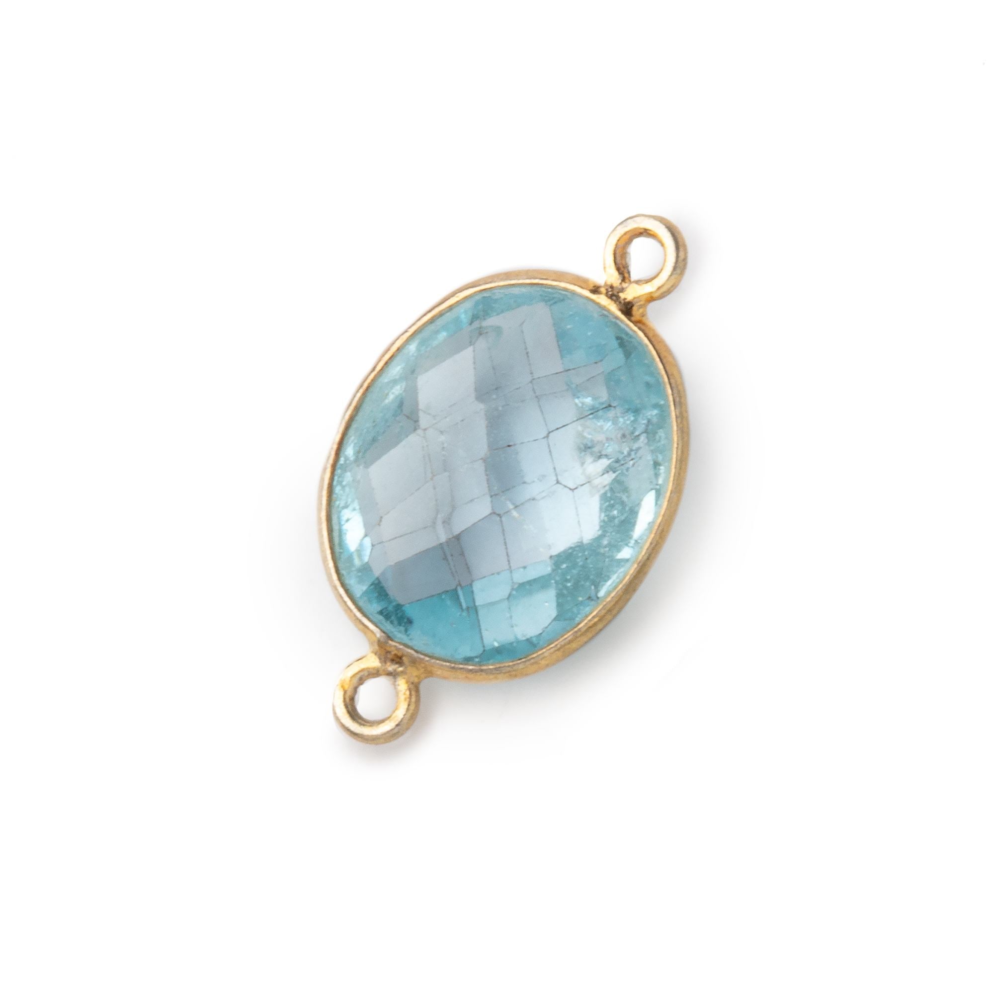 13x11mm Vermeil Bezel Sky Blue Topaz faceted oval Petite Connector 1 piece (ONLINE ORDER ONLY)
