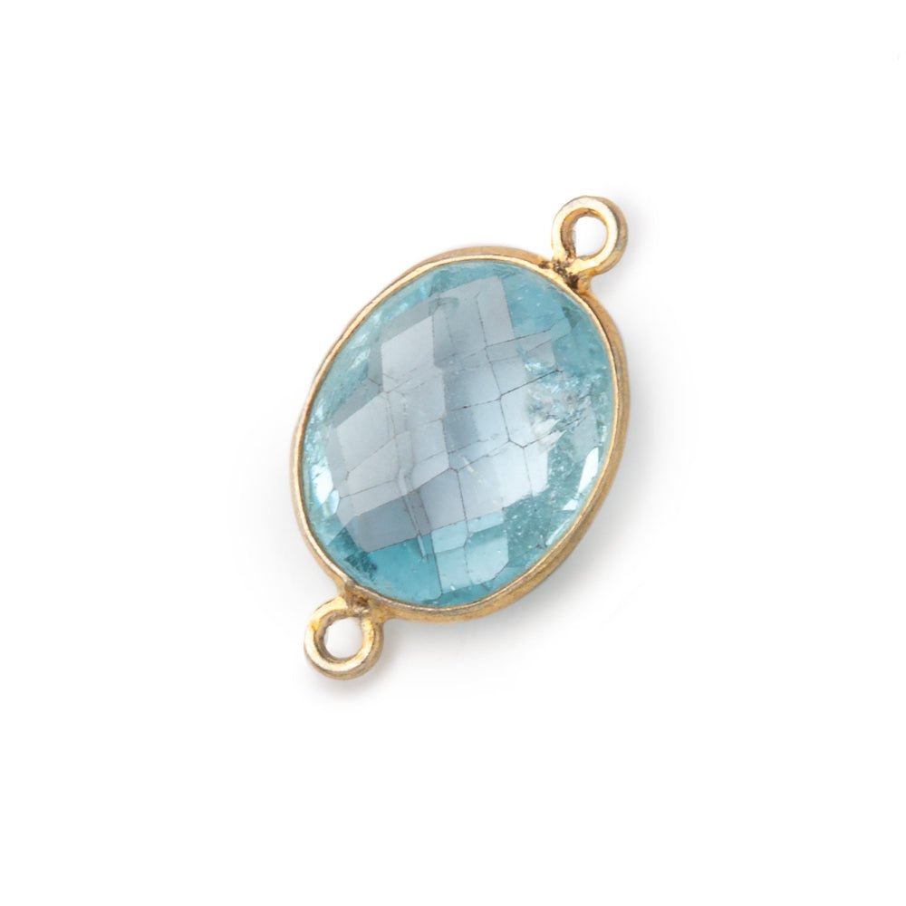 13x11mm Vermeil Bezel Sky Blue Topaz faceted oval Petite Connector 1 piece (ONLINE ORDER ONLY)