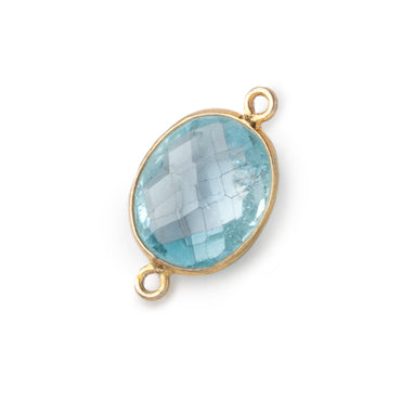 13x11mm Vermeil Bezel Sky Blue Topaz faceted oval Petite Connector 1 piece (ONLINE ORDER ONLY)