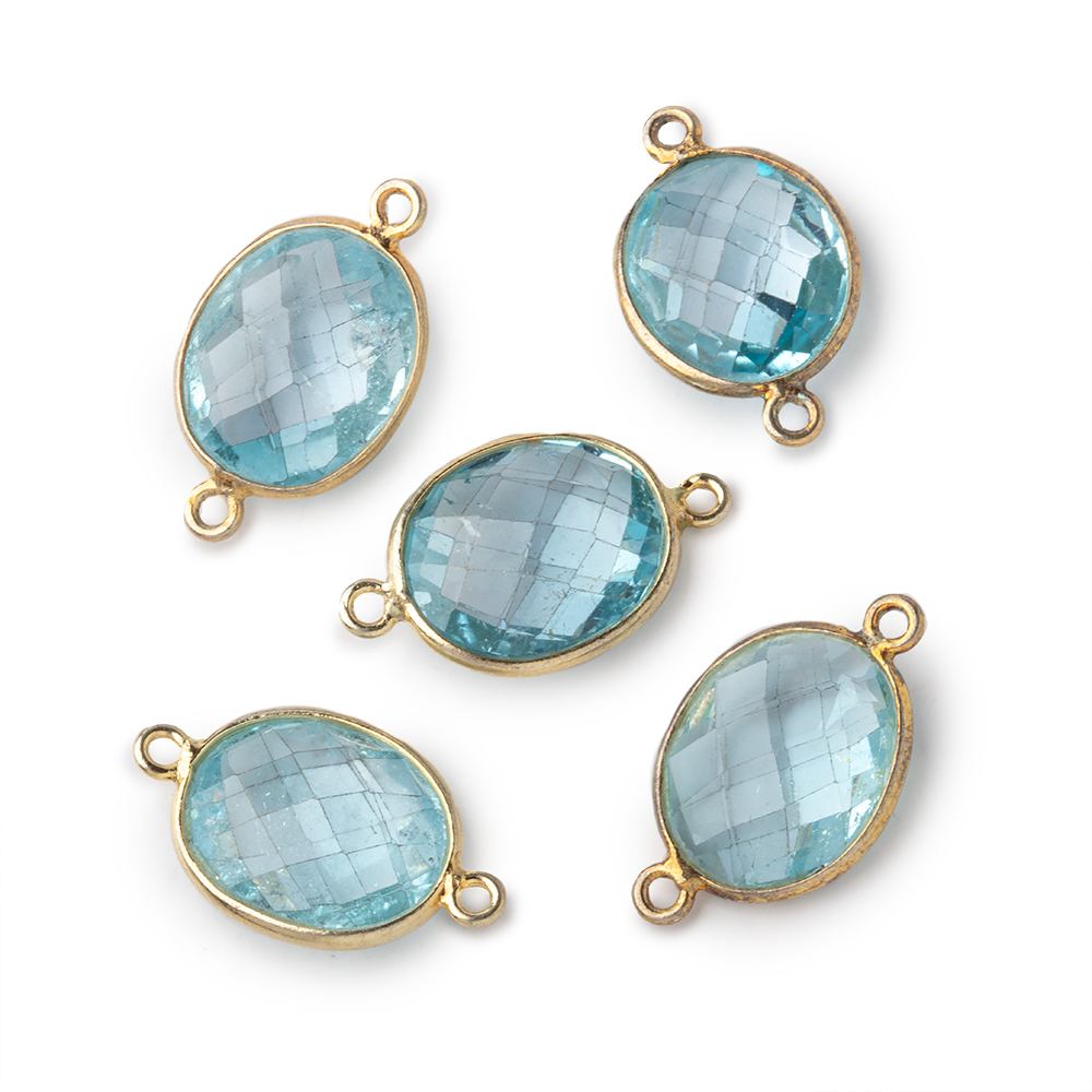 13x11mm Vermeil Bezel Sky Blue Topaz faceted oval Petite Connector 1 piece (ONLINE ORDER ONLY)