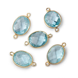13x11mm Vermeil Bezel Sky Blue Topaz faceted oval Petite Connector 1 piece (ONLINE ORDER ONLY)