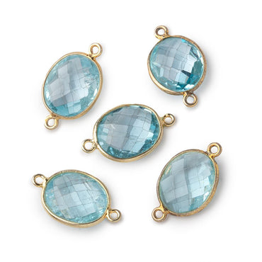 13x11mm Vermeil Bezel Sky Blue Topaz faceted oval Petite Connector 1 piece (ONLINE ORDER ONLY)