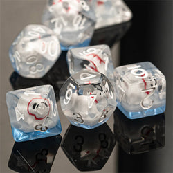Polar Bear on Blue 7-Dice Set w/White Numbers Dnd Dice Set (Online Only)