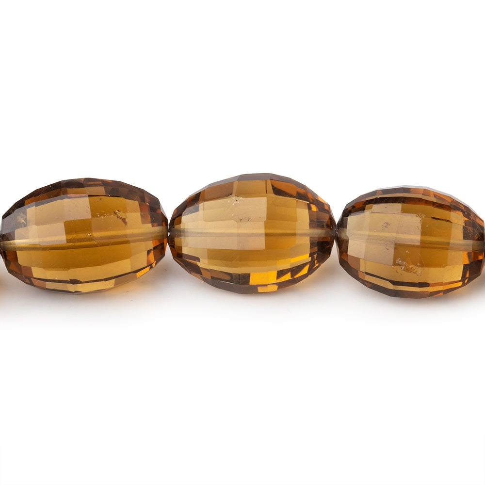 11-17mm Whiskey Quartz Checkerboard Faceted Oval 8 inch 14 Beads (ONLINE ORDER ONLY)