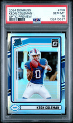 Graded 2024 Panini Donruss Keon Coleman #358 Optic Preview Rookie RC Football Card PSA 10 Gem Mint (ONLINE ORDER ONLY)