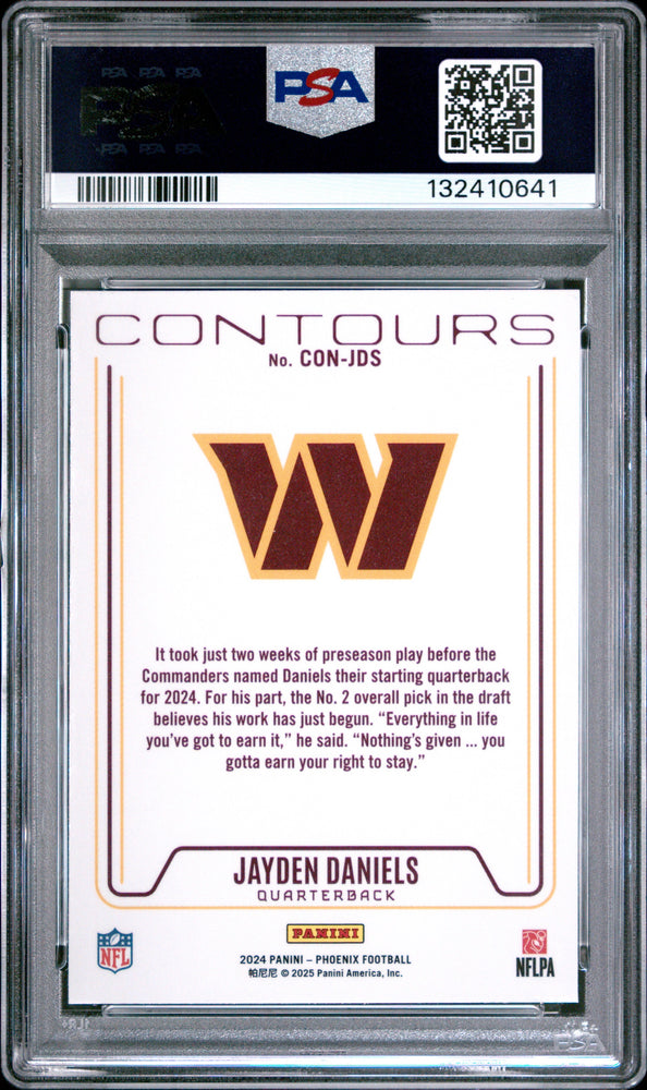 Graded 2024 Panini Phoenix Jayden Daniels #CONJDS Contours Rookie RC Football Card PSA 10 Gem Mint (ONLINE ORDER ONLY)