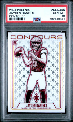 Graded 2024 Panini Phoenix Jayden Daniels #CONJDS Contours Rookie RC Football Card PSA 10 Gem Mint (ONLINE ORDER ONLY)