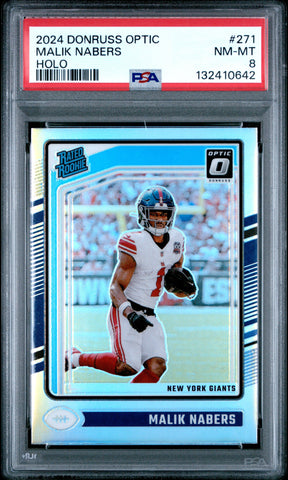 Graded 2024 Panini Donruss Optic Malik Nabers #271 Holo Rookie RC Football Card PSA 8 Near Mint (ONLINE ORDER ONLY)