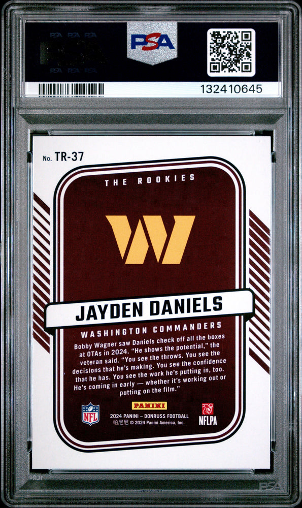 Graded 2024 Panini Donruss Jayden Daniels #TR37 The Rookies Rookie RC Football Card PSA 9 Mint (ONLINE ORDER ONLY)