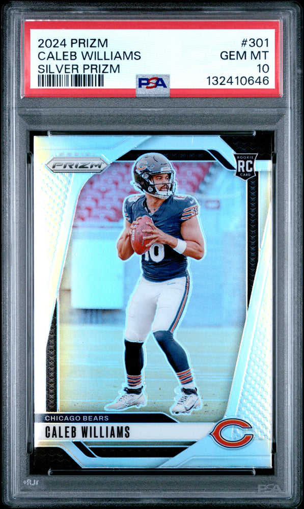 Graded 2024 Panini Prizm Caleb Williams #301 Silver Prizm Rookie RC Football Card PSA 10 Gem Mint (ONLINE ORDER ONLY)