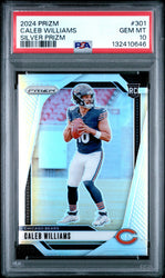 Graded 2024 Panini Prizm Caleb Williams #301 Silver Prizm Rookie RC Football Card PSA 10 Gem Mint (ONLINE ORDER ONLY)