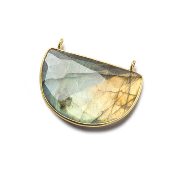 32x21x7mm Vermeil Labradorite Gold Flash Half Moon Connector 1 piece (ONLINE ORDER ONLY)