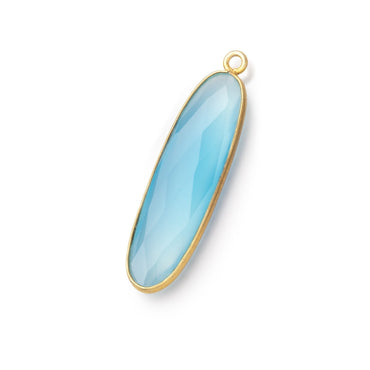 31x9mm Vermeil Bezel Santorini Blue Chalcedony Elongated Oval 1 Pendant (ONLINE ORDER ONLY)