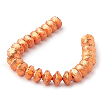12x8mm Copper Brushed Disc Beads 8 inch 24 pieces (ONLINE ORDER ONLY)