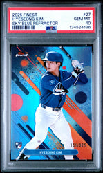 Graded 2025 Topps Finest Hyeseong Kim #27 Sky Blue Refractor /325 Rookie RC Baseball Card PSA 10 Gem Mint (ONLINE ORDER ONLY)