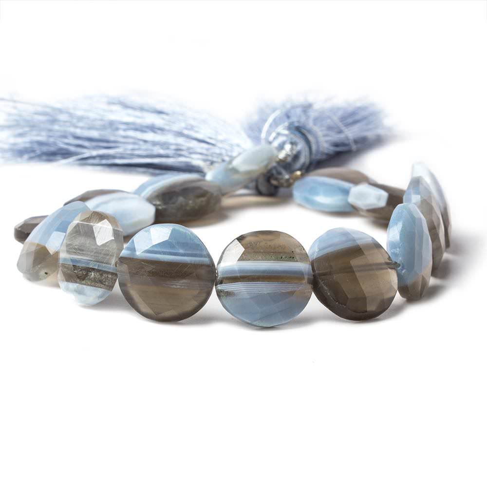 13.5-14.5mm Owyhee Natural Blue Opal faceted coin beads 15 pieces (ONLINE ORDER ONLY)