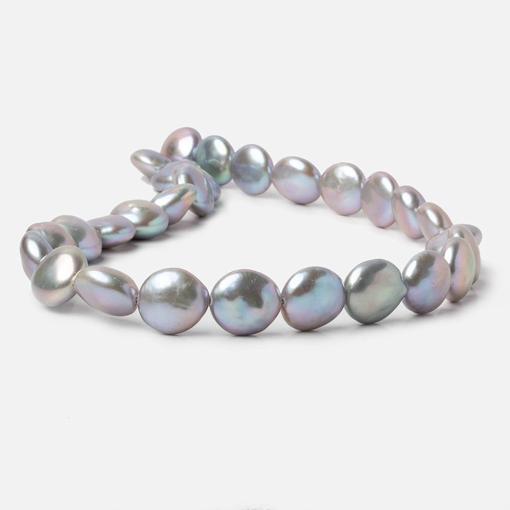 13.5-14mm Silver Rose' Peacock Coin Freshwater Pearls 16 inch 30 pieces AAA (ONLINE ORDER ONLY)