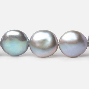 13.5-14mm Silver Rose' Peacock Coin Freshwater Pearls 16 inch 30 pieces AAA (ONLINE ORDER ONLY)