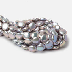 13.5-14mm Silver Rose' Peacock Coin Freshwater Pearls 16 inch 30 pieces AAA (ONLINE ORDER ONLY)