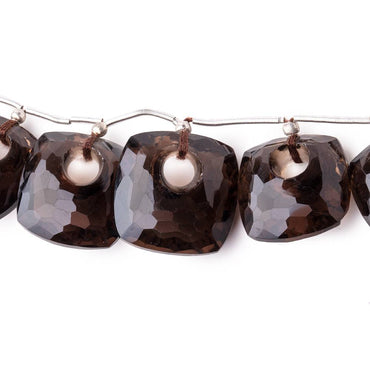 13.5-15.5mm Smoky Quartz Center Void Faceted Pillows 6 inch 11 Beads (ONLINE ORDER ONLY)