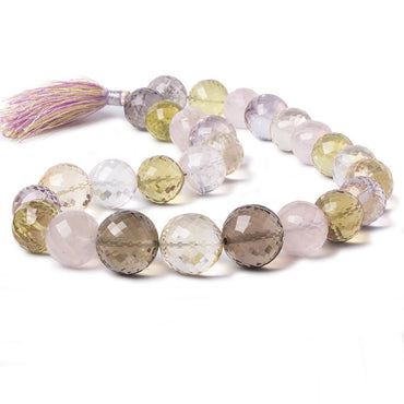 13.5-18mm Multi Gemstone German Faceted Round beads 16 inch 27 pieces AA (ONLINE ORDER ONLY)