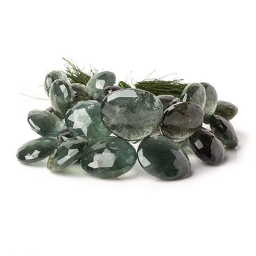 13.5-19mm Moss Aquamarine Faceted Heart Beads 8.5 inch 30 beads (ONLINE ORDER ONLY)