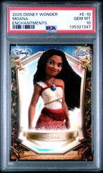 Graded 2025 Topps Chrome Disney Wonder Moana #E-10 Enchantments Trading Card PSA 10 Gem Mint