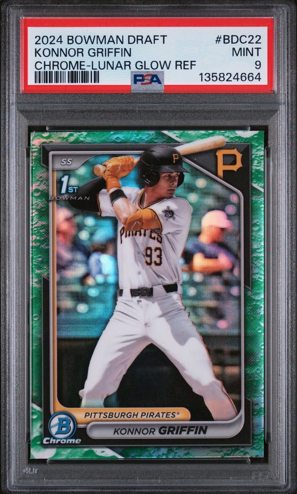 Graded 2024 Topps Bowman Draft Konnor Griffin #BDC22 Chrome Lunar Glow Refractor Rookie RC Baseball Card PSA 9 Mint