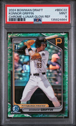 Graded 2024 Topps Bowman Draft Konnor Griffin #BDC22 Chrome Lunar Glow Refractor Rookie RC Baseball Card PSA 9 Mint