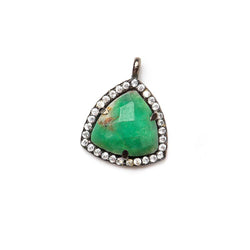 13.5mm Black Gold Bezel White CZ and Chrysoprase Triangle Pendant 1 piece (ONLINE ORDER ONLY)