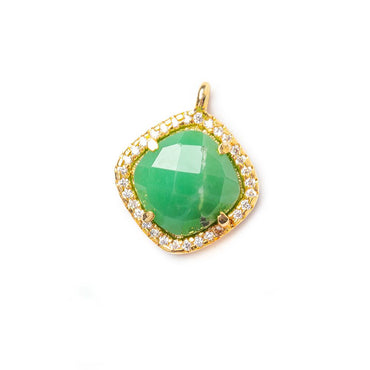 13.5mm Vermeil Bezel White CZ & Chrysoprase Cushion Pendant 1 piece (ONLINE ORDER ONLY)