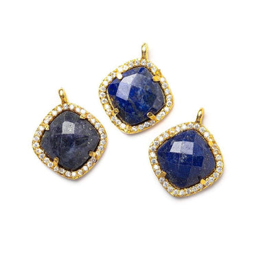 13.5mm Vermeil Bezel White CZ & Lapis Lazuli Cushion Pendant 1 piece (ONLINE ORDER ONLY)