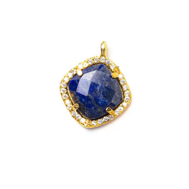 13.5mm Vermeil Bezel White CZ & Lapis Lazuli Cushion Pendant 1 piece (ONLINE ORDER ONLY)