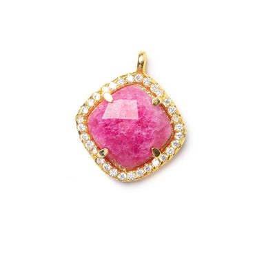 13.5mm Vermeil Bezel White CZ & Red Aventurine Cushion Pendant 1 piece (ONLINE ORDER ONLY)