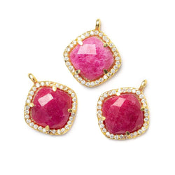 13.5mm Vermeil Bezel White CZ & Red Aventurine Cushion Pendant 1 piece (ONLINE ORDER ONLY)