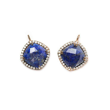 13.5mm Rose Gold Bezel White CZ & Lapis Lazuli Cushion Pendant 1 piece (ONLINE ORDER ONLY)