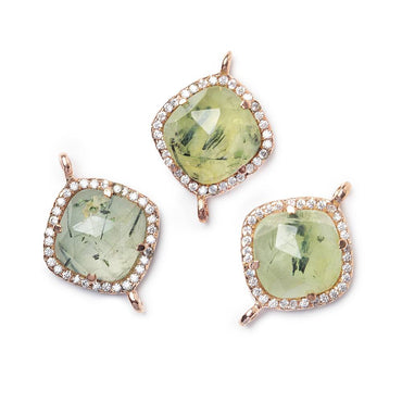 13.5mm Rose Gold Bezel White CZ & Prehnite Cushion Pendant 1 piece (ONLINE ORDER ONLY)