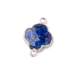 13.5mm Silver Leaf Lapis Lazuli Faceted Quatrefoil Connector 1 focal piece (ONLINE ORDER ONLY)