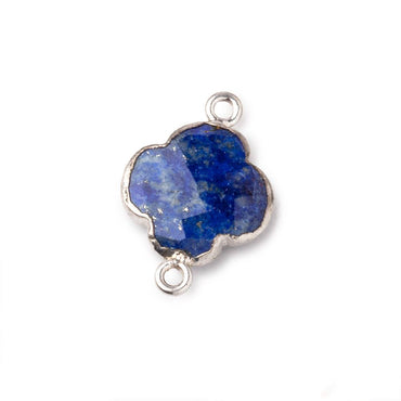 13.5mm Silver Leaf Lapis Lazuli Faceted Quatrefoil Connector 1 focal piece (ONLINE ORDER ONLY)
