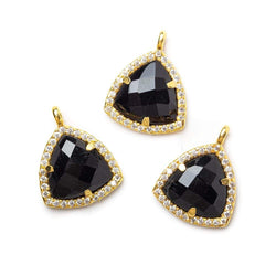 13.5mm Vermeil Bezel White CZ and Black Chalcedony Triangle Pendant 1 piece (ONLINE ORDER ONLY)