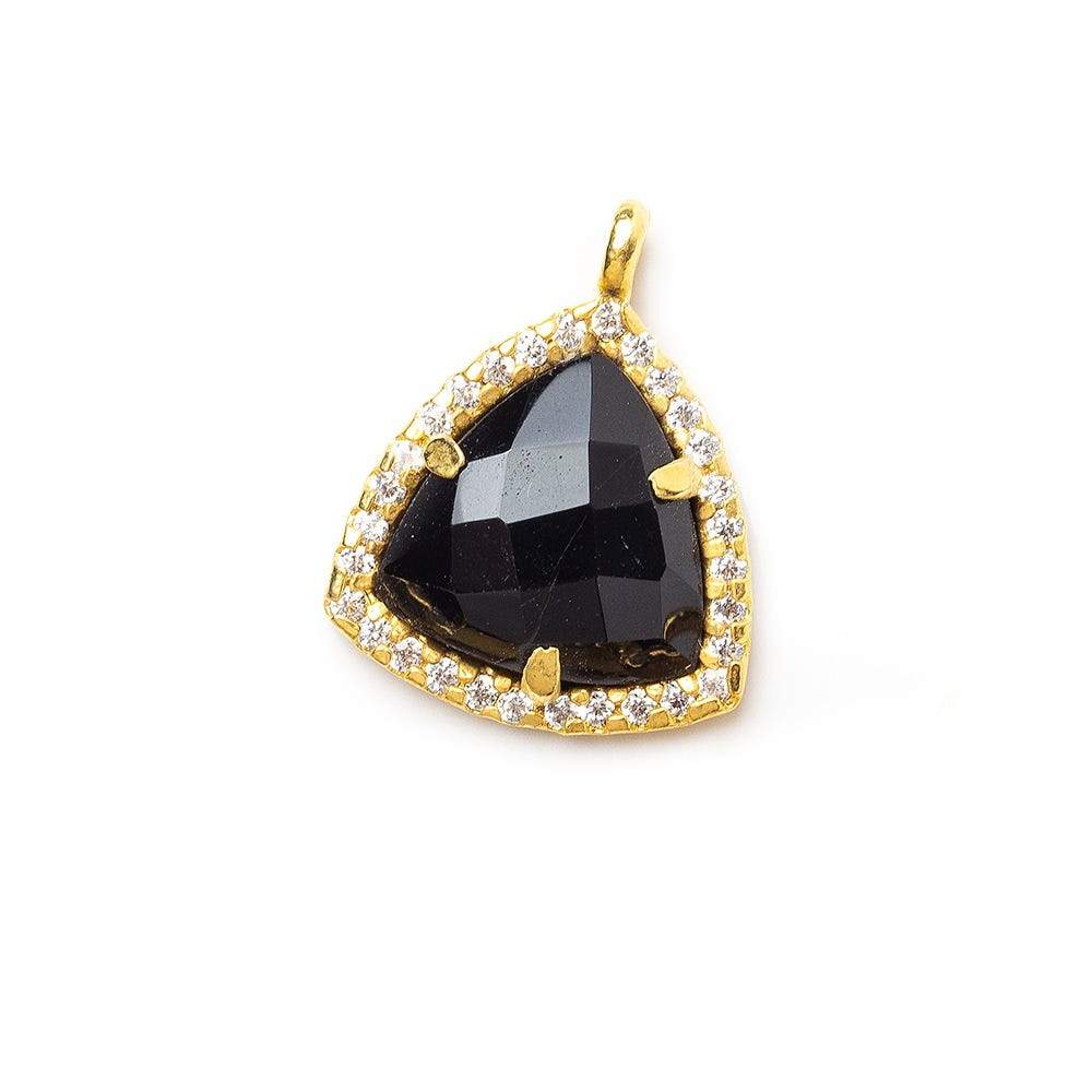 13.5mm Vermeil Bezel White CZ and Black Chalcedony Triangle Pendant 1 piece (ONLINE ORDER ONLY)