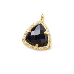13.5mm Vermeil Bezel White CZ and Black Chalcedony Triangle Pendant 1 piece (ONLINE ORDER ONLY)