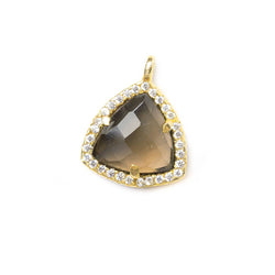 13.5mm Vermeil CZ Bezel Smoky Hydro Quartz Faceted Triangle Pendant 1 piece (ONLINE ORDER ONLY)